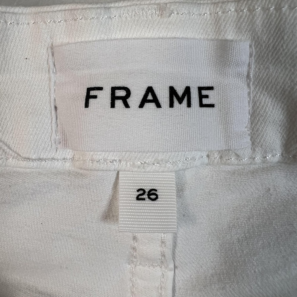 FRAME Le Crop Mini Boot Jeans Womens 26 White Mid Rise Stretch Crop Denim 26x26 - Picture 3 of 11